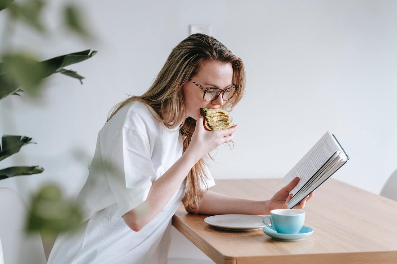 Woman eating a lunch