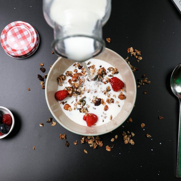 Bowl of cereal Bowl of cereal with milk and fruits